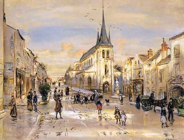 The Place Saint Jean In Nemours Oil Painting by Jean-Francois Raffaelli