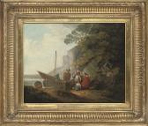 On The Path To The Coast; And A Cave Opening Onto The Beach Oil Painting by George Morland