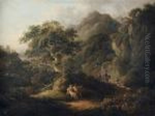 Paysage Anime D'un Couple De Bergers Au Repos Oil Painting by George Morland