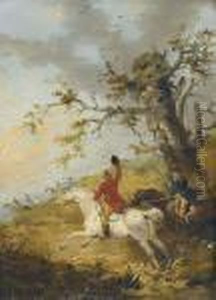 Landschaftspartie Mit Parforce-reitern Oil Painting by George Morland