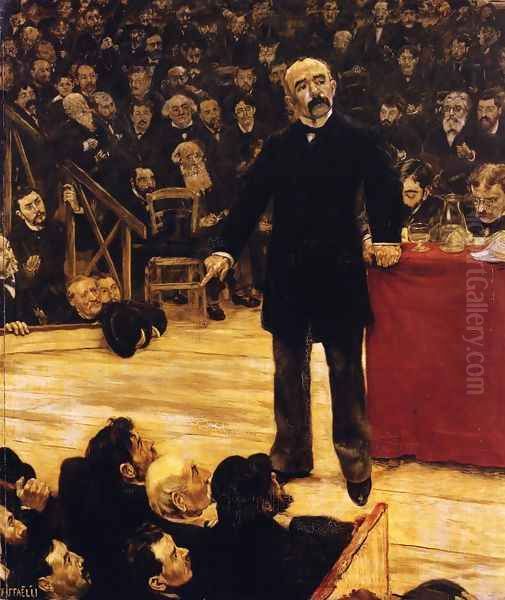 Georges Clemenceau Giving A Speech At The Cirque Fernando Oil Painting by Jean-Francois Raffaelli