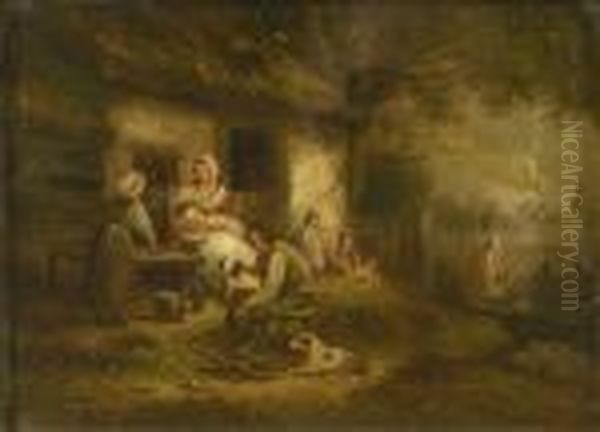 The Cottager's Family Oil Painting by George Morland