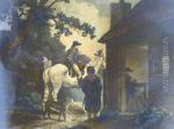 The Country Butcher The Turnpike Gate Oil Painting by George Morland