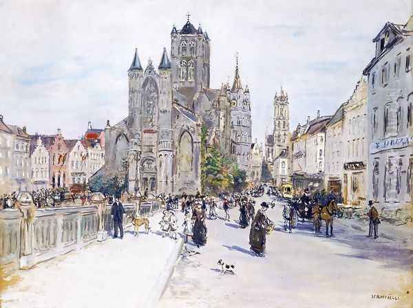 View Of Ghent Oil Painting by Jean-Francois Raffaelli