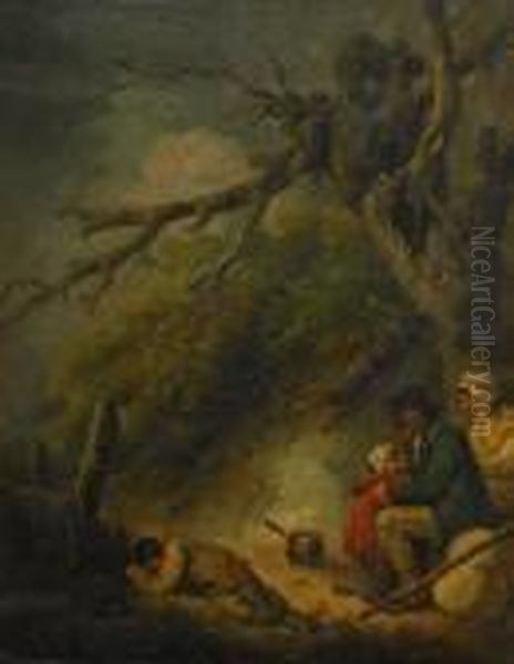 Landskap Med Rastande Sallskap Oil Painting by George Morland