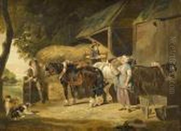 Setting Out With The Haycart Oil Painting by George Morland