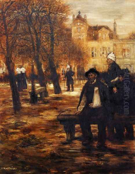 The Elderly Convalescents Oil Painting by Jean-Francois Raffaelli