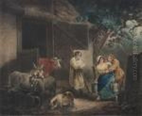 The Barn Door Oil Painting by George Morland