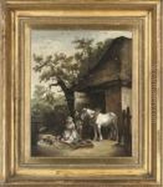 Feeding The Piglets Oil Painting by George Morland