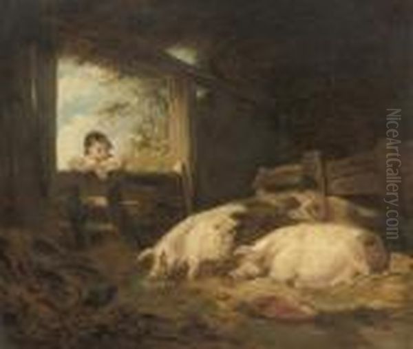 The Pig-sty Oil Painting by George Morland