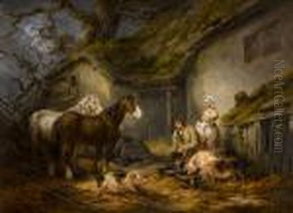 Feeding Time Oil Painting by George Morland