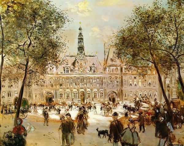 The Place De L Hotel De Ville by Jean-Francois Raffaelli