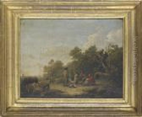 Travellers By A Fire Oil Painting by George Morland