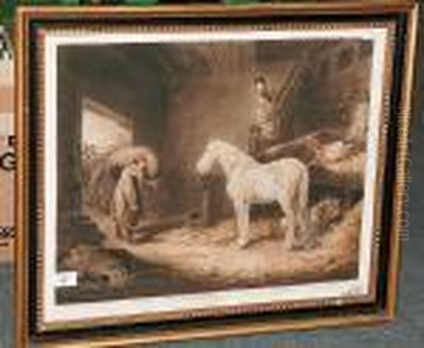 The Farmer's Stable Oil Painting by George Morland