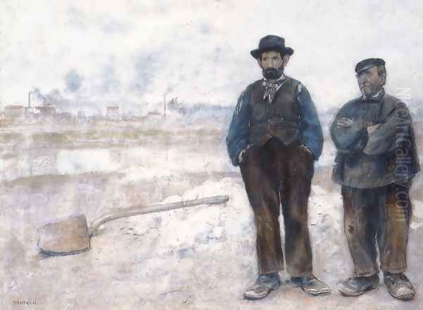 The Two Workmen Oil Painting by Jean-Francois Raffaelli