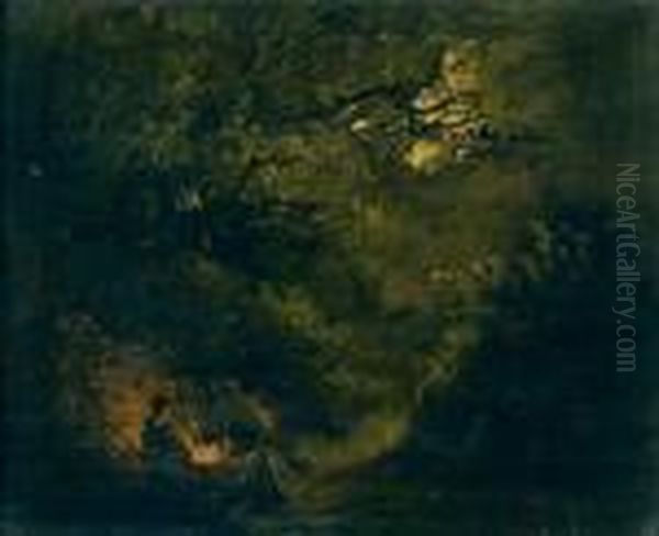 Scene De Campement Nocturne Oil Painting by George Morland