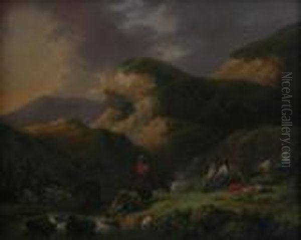 Landscape Withgypsies Oil Painting by George Morland