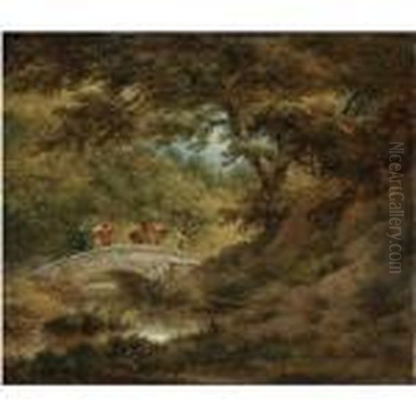 A Woodland Scene Oil Painting by George Morland