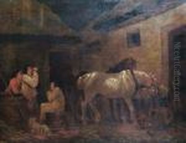 Stable Hands At Rest Oil Painting by George Morland