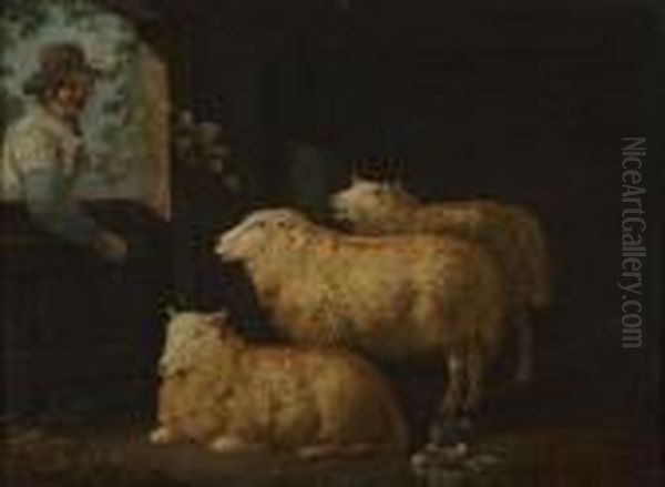 Tending The Sheep Oil Painting by George Morland