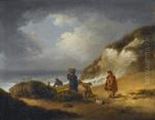 Fishermen Unloading Their Catch Oil Painting by George Morland