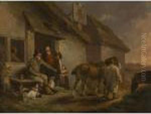 After The Hunt Oil Painting by George Morland