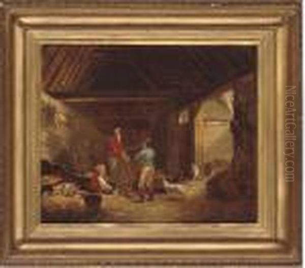 In The Barn Oil Painting by George Morland