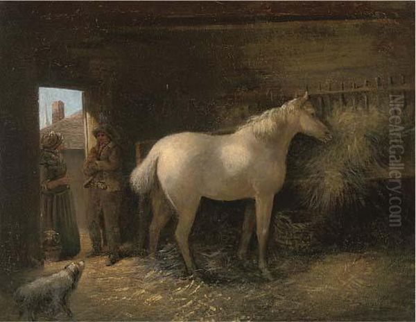 In The Stable Oil Painting by George Morland