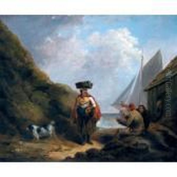 Coastal Scene With Fishermen Oil Painting by George Morland