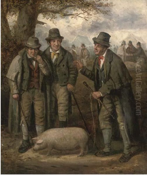 The Pig Market Oil Painting by George Morland