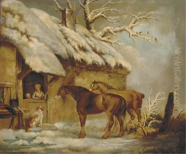 A Stable Introduction Oil Painting by George Morland