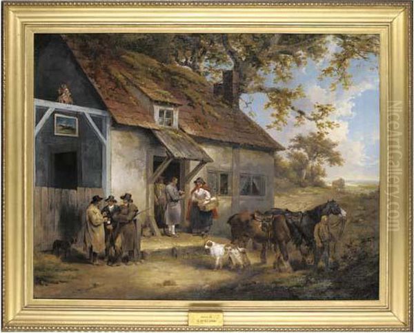 The Fox Inn Oil Painting by George Morland