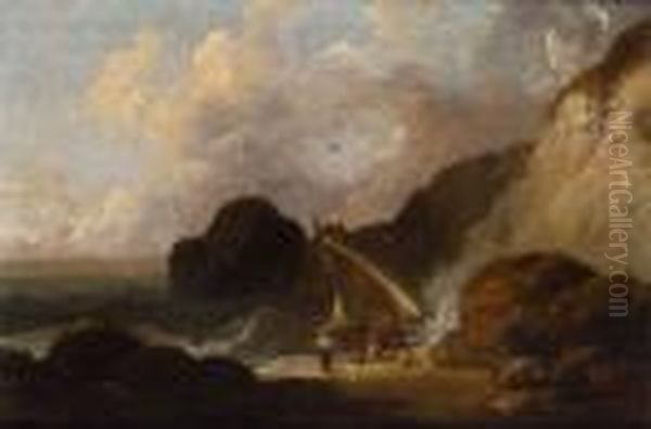 Sea Cove Oil Painting by George Morland