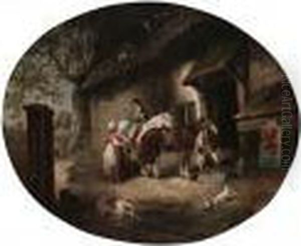 At The Alehouse Door Oil Painting by George Morland