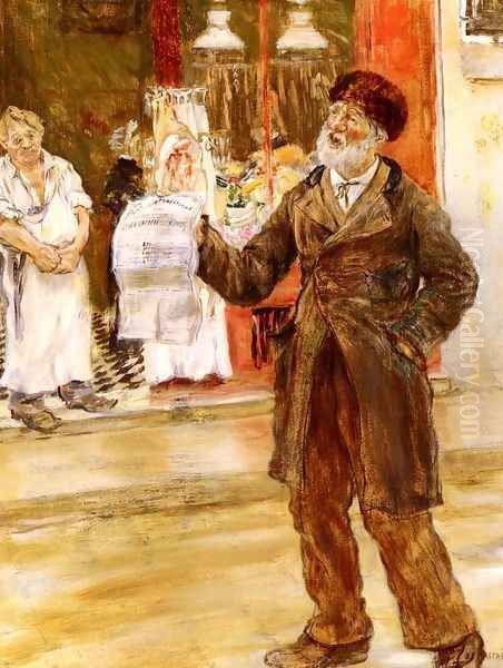 Les Petits Metiers De Paris: Le Crieur Public (The Small Trades of Paris: The Town Crier) Oil Painting by Jean-Francois Raffaelli