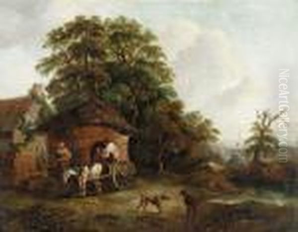 Cottage In Surrey Oil Painting by George Morland