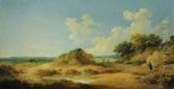 A Heathland Landscape With Figures On A Path Oil Painting by George Morland