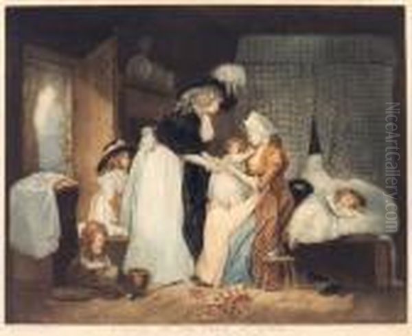 A Visit To The Child At Nurse, By William Ward, A. R. A. Oil Painting by George Morland