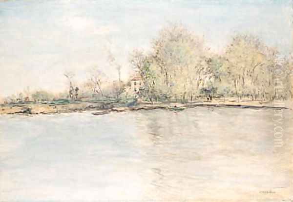 Bord de Seine (Banks of the Seine) Oil Painting by Jean-Francois Raffaelli