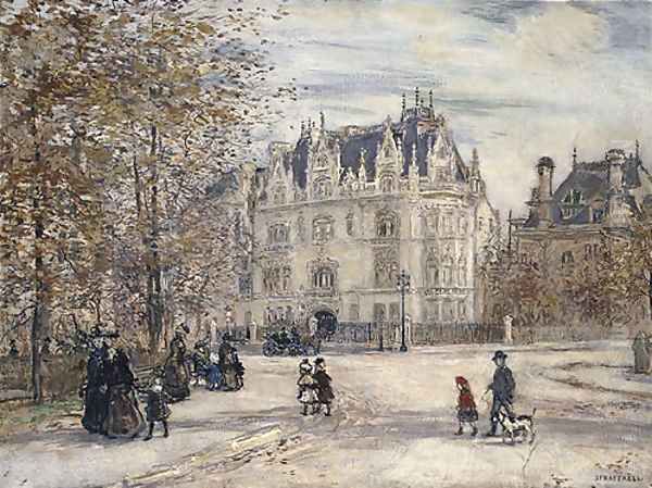 The Fletcher Mansion New York City Oil Painting by Jean-Francois Raffaelli