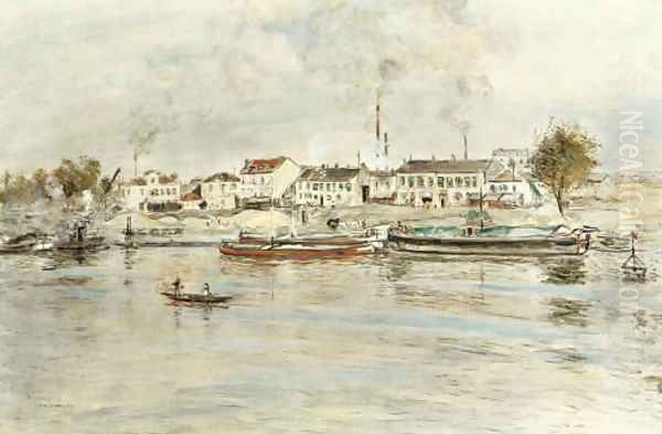 La Seine à Suresnes, Issy-les-Mouleneaux Oil Painting by Jean-Francois Raffaelli