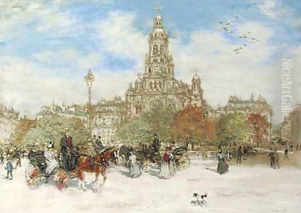 Trinite des Monts, Paris Oil Painting by Jean-Francois Raffaelli