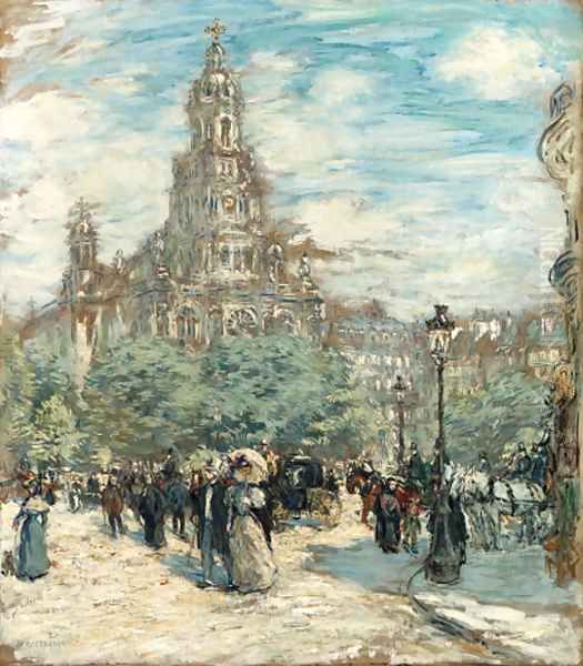 Place de la Trinite Oil Painting by Jean-Francois Raffaelli