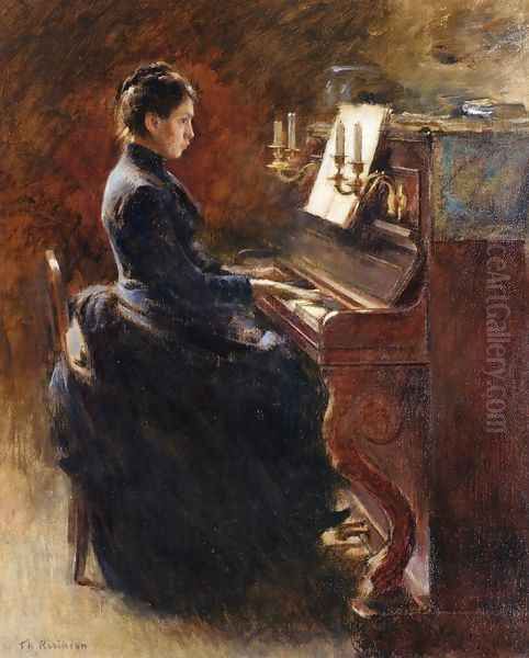 Girl At Piano Oil Painting by Theodore Robinson