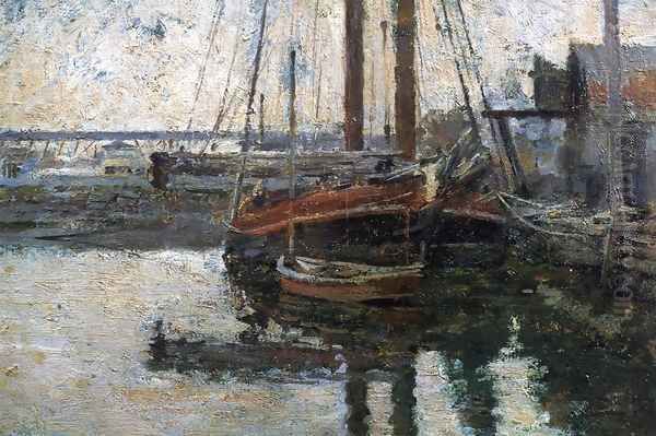 Coal Schooner Unloading Oil Painting by Theodore Robinson