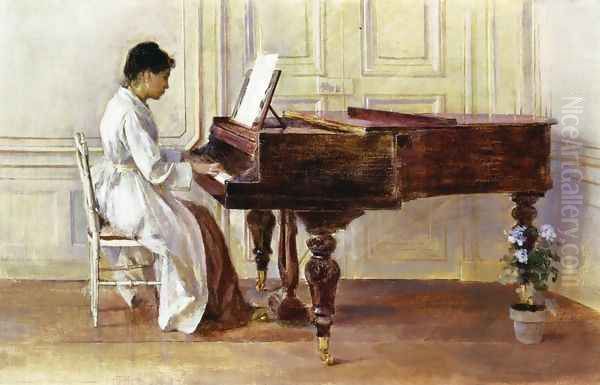 At the Piano, 1887 Oil Painting by Theodore Robinson