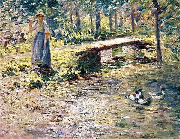 By the Brook Oil Painting by Theodore Robinson