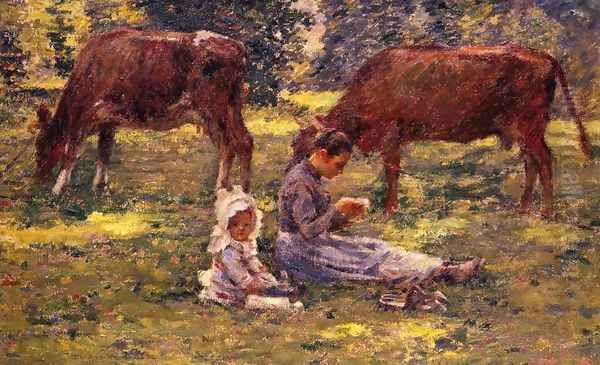 Watching The Cows Oil Painting by Theodore Robinson