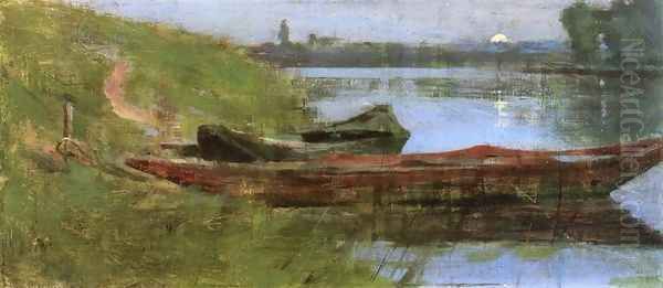 Two Boats Oil Painting by Theodore Robinson