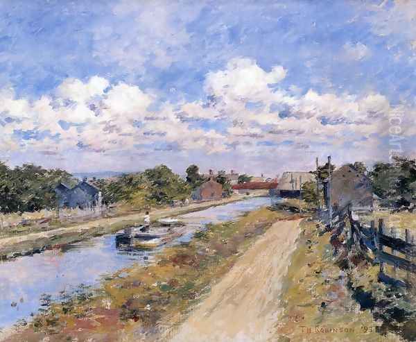 On The Canal (of Port Ben Series) Oil Painting by Theodore Robinson